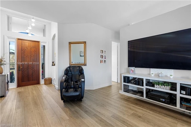 living room with light hardwood / wood-style floors