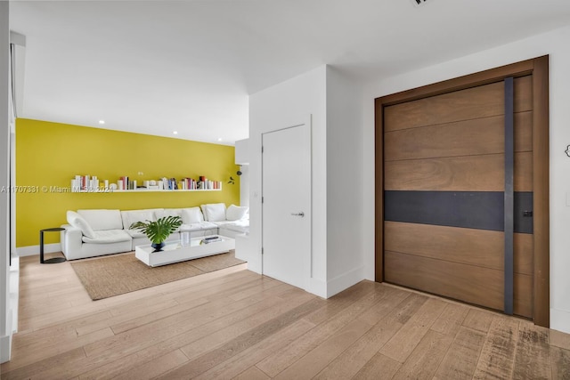 living room featuring light wood-type flooring