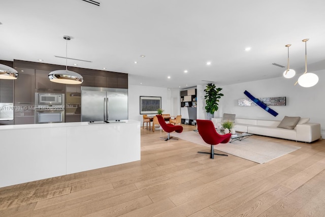 living room featuring light wood-type flooring