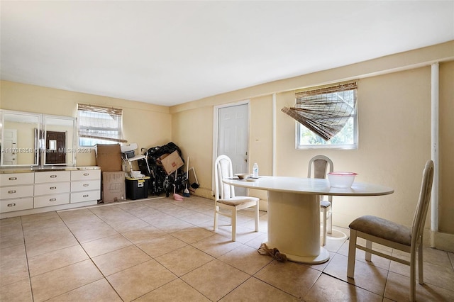 view of tiled dining room