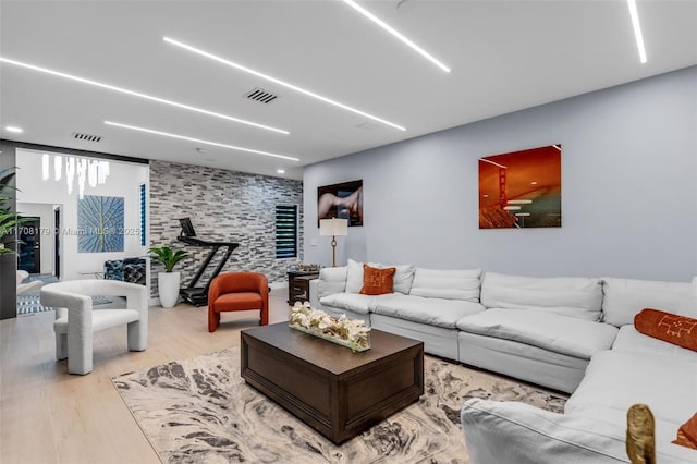 living room featuring light hardwood / wood-style flooring