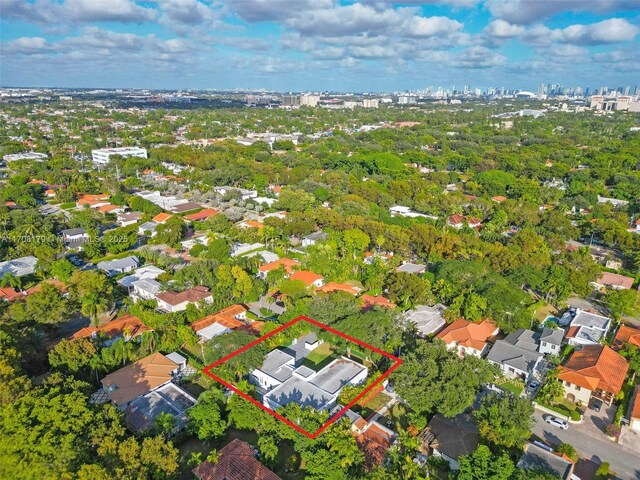 1120 Wallace St, Coral Gables, FL 33134 - aerial view of property and surrounding area featuring property boundaries highlighted