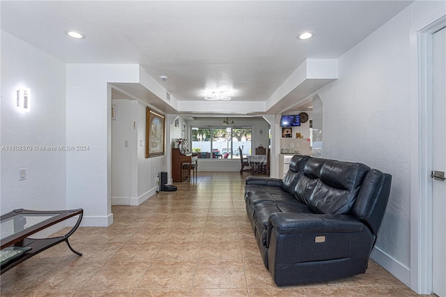 view of tiled living room