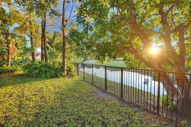 view of yard with a water view