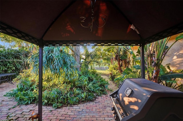 view of patio featuring a gazebo