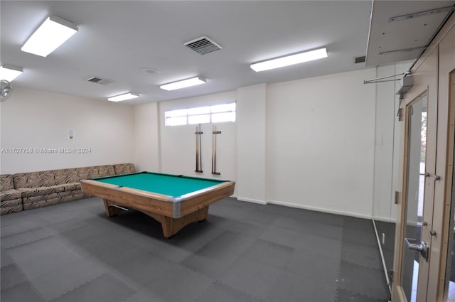 game room featuring pool table