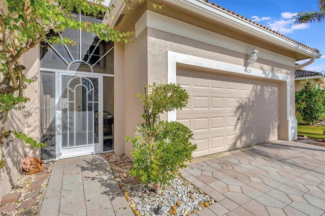 exterior space featuring a garage