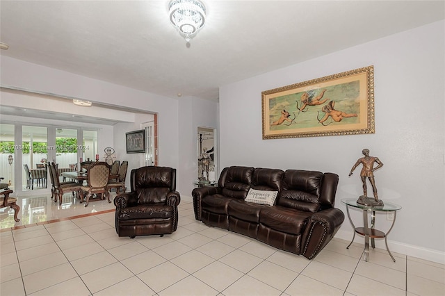 view of tiled living room