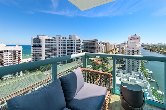 balcony with a water view