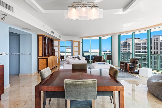 dining area with expansive windows