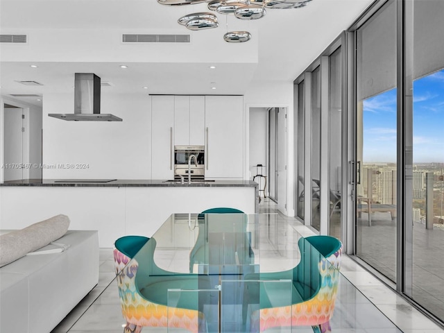 dining area featuring sink