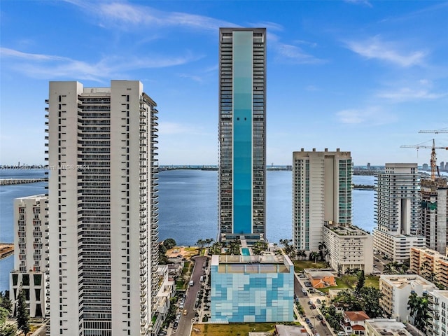 property's view of city with a water view