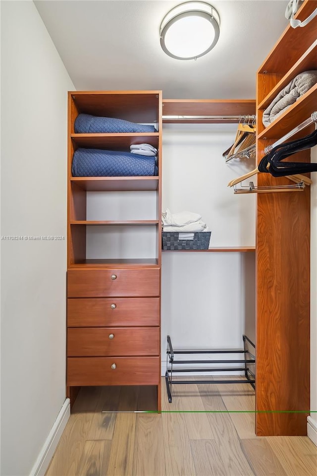 walk in closet featuring light wood-type flooring