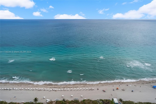 property view of water featuring a view of the beach