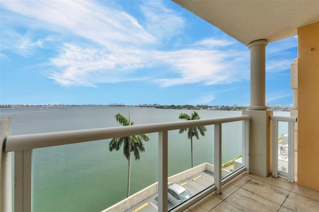 balcony with a water view