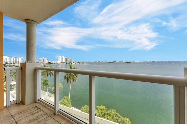 balcony with a water view