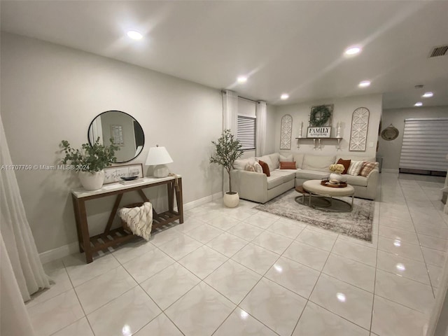 view of tiled living room