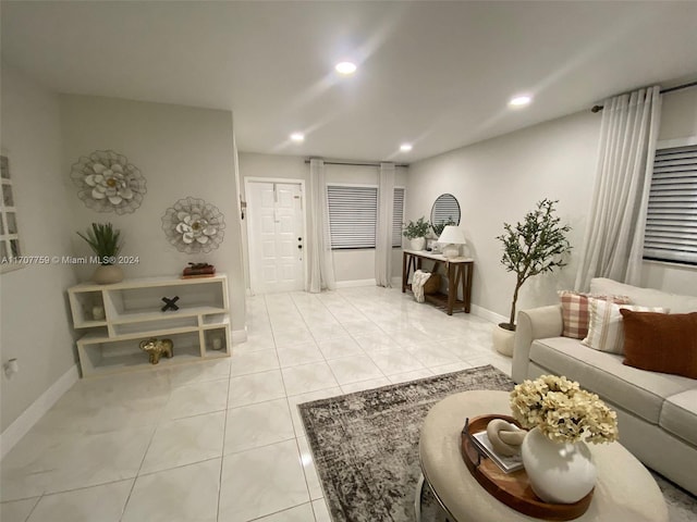 view of tiled living room