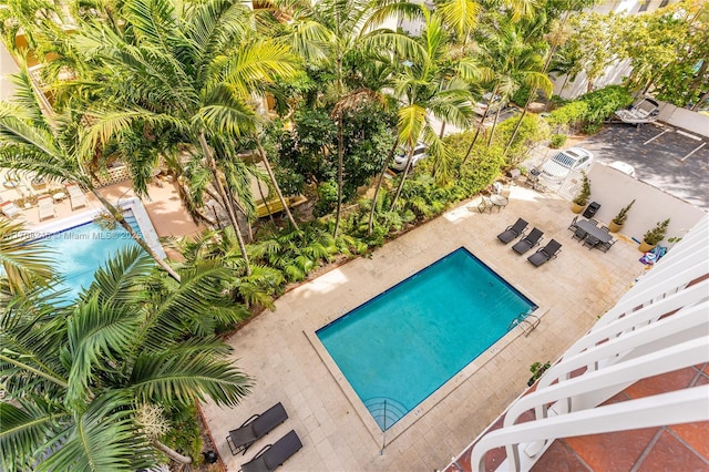 view of swimming pool featuring a patio