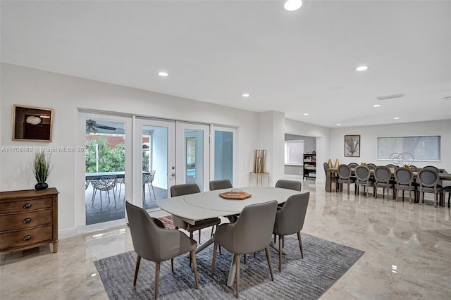 dining area with french doors