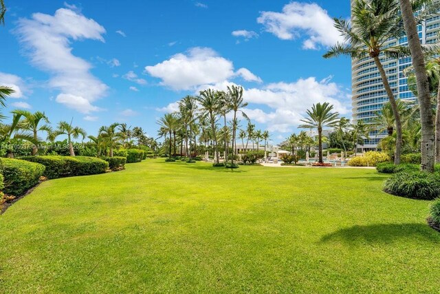 view of property's community featuring a lawn