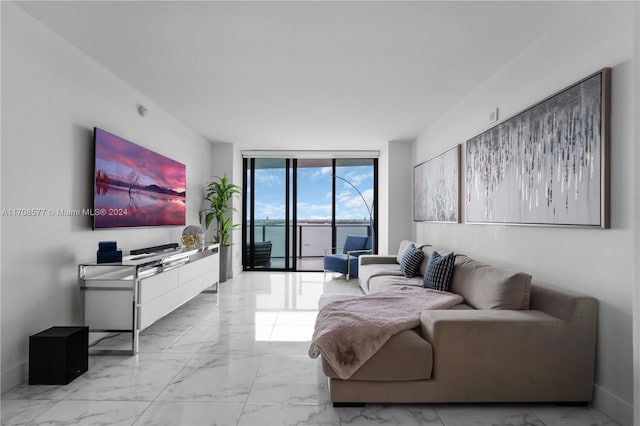 living room featuring expansive windows