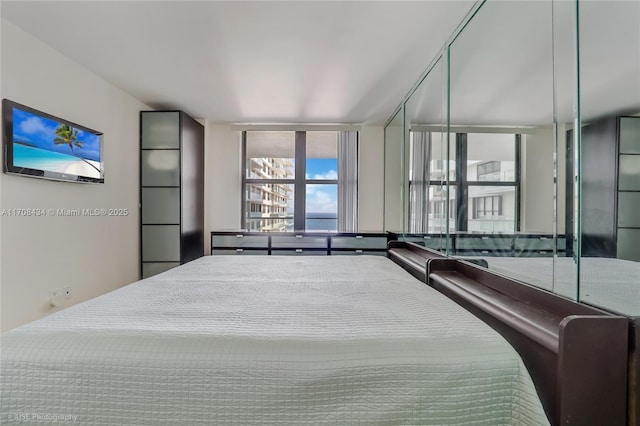 bedroom with floor to ceiling windows