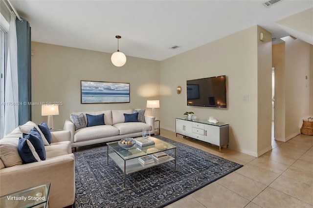 view of tiled living room