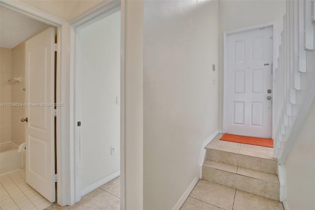 interior space with tile patterned flooring