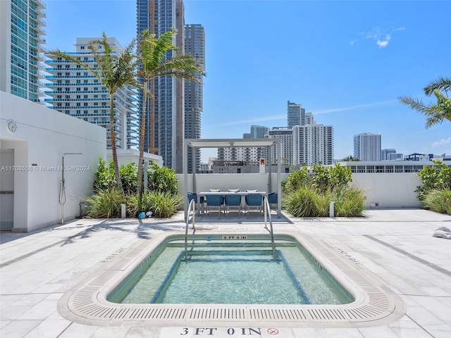 view of swimming pool with a patio area