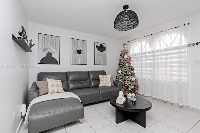 view of tiled living room