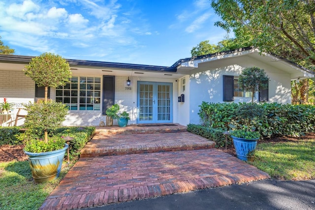 view of front of property with french doors