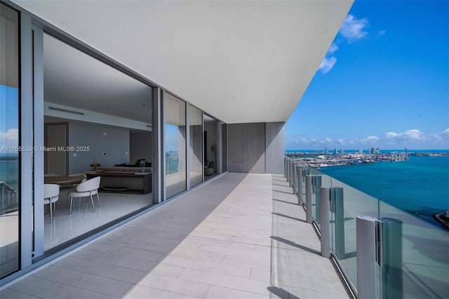 balcony with a water view