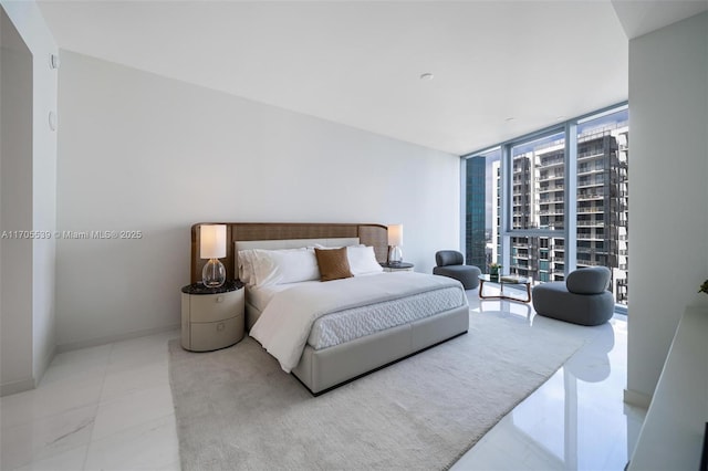 bedroom with expansive windows