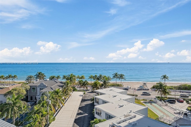 view of water feature with a view of the beach