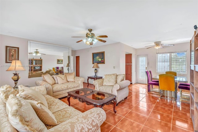 2072 NE 169th St Unit 10, North Miami Beach, FL 33162 - tiled living area featuring ceiling fan