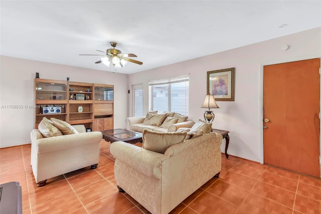 2072 NE 169th St Unit 10, North Miami Beach, FL 33162 - living room featuring light tile patterned flooring and a ceiling fan