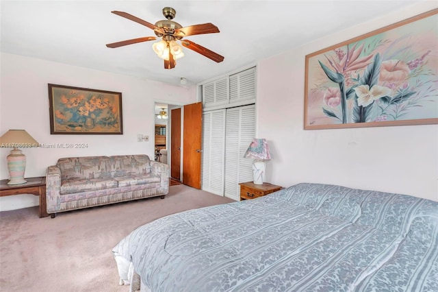 2072 NE 169th St Unit 10, North Miami Beach, FL 33162 - carpeted bedroom featuring a closet and ceiling fan