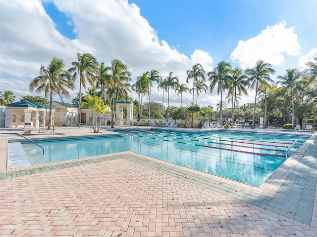 view of swimming pool featuring a patio