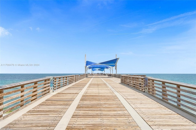 view of dock featuring a water view