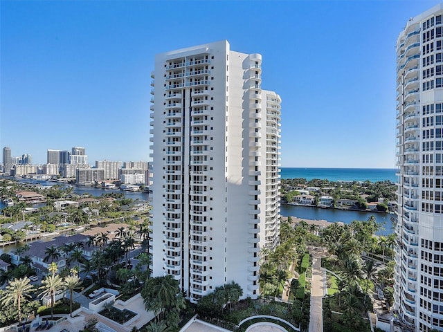 view of property with a water view