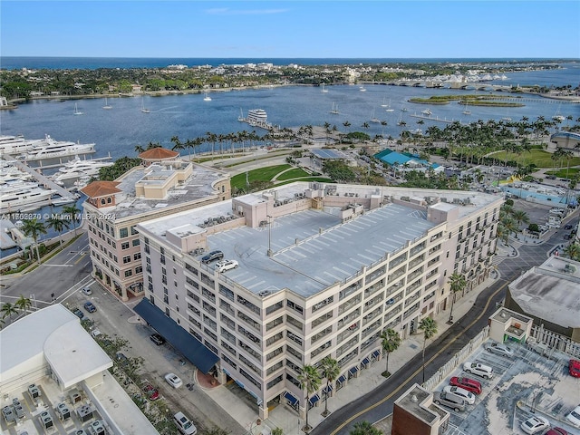 bird's eye view featuring a water view