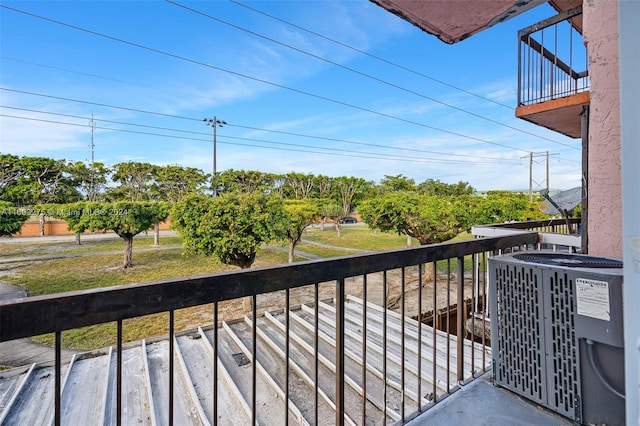 balcony with central air condition unit