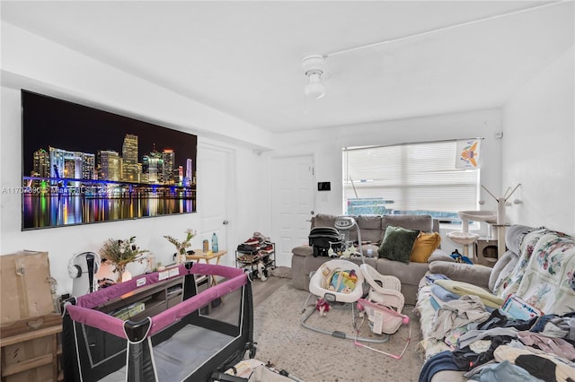 living room with hardwood / wood-style floors