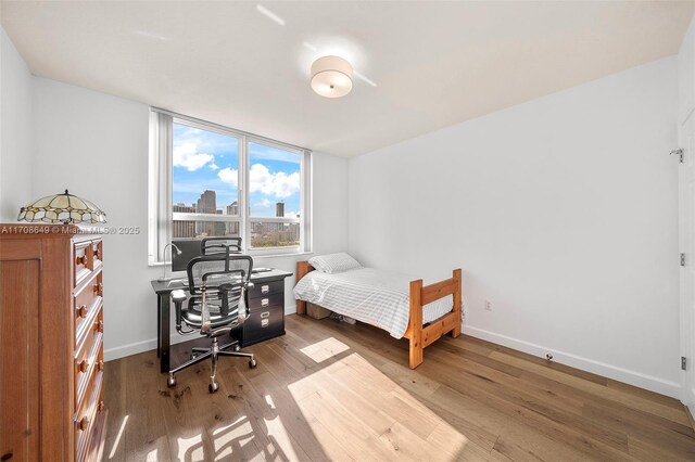 bedroom with hardwood / wood-style flooring