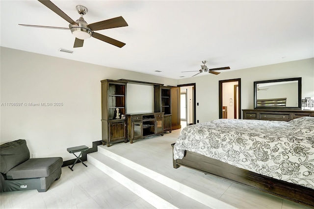 bedroom featuring ceiling fan