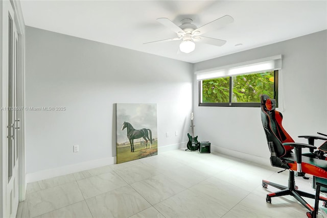 office area featuring ceiling fan