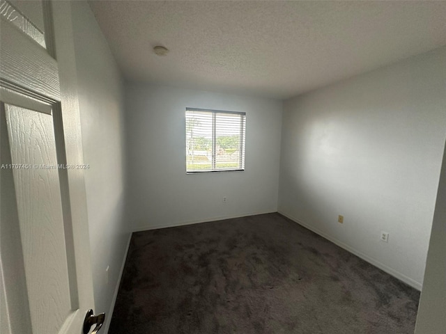 unfurnished room with carpet flooring and a textured ceiling