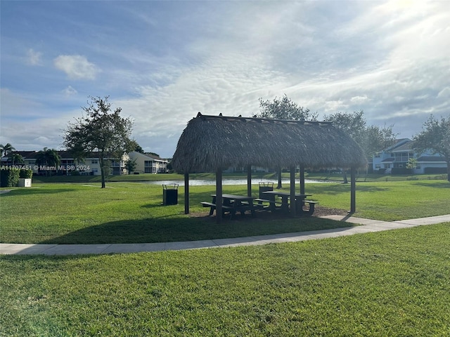 view of home's community featuring a gazebo and a lawn