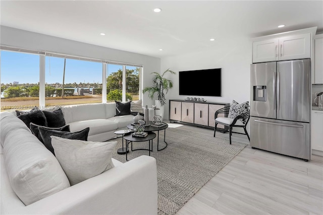 living room with light wood-type flooring